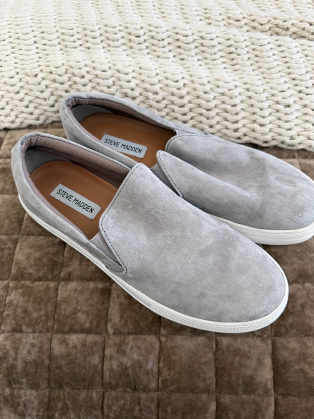 Steve Madden Women’s Gills Gray Slip-On Suede Sneakers